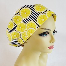 European Women Scrub Hat, Surgical Cap, Lemon, Nurses Hat, Medical, Nurses Gift