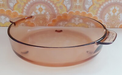 Vintage Corning Vision Braunglas Mikrowelle brauner Kasserolle 93/4 Zoll 24 cm ohne Deckel sehr guter Zustand