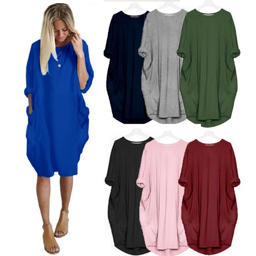 Fashionable Womens Loose Baggy Jumper Tops With Crew Ne And Long Sleeves - Picture 4 of 20