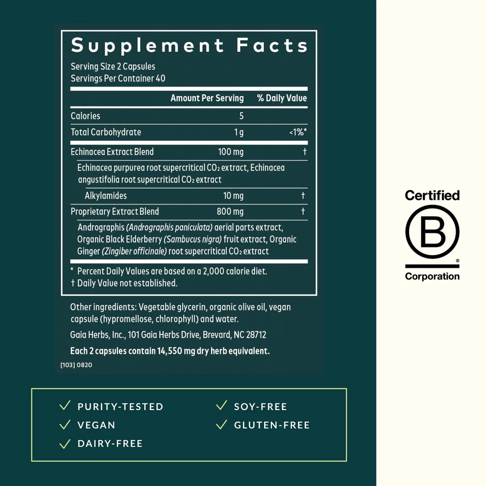 Gaia Herbs Quick Defense - Fast-Acting Immune Support Supplement for Use at O... - Image 2 of 4