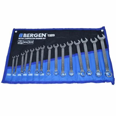 AB TOOLS 15pc Metric MM Combination Spanner Spanners Wrench Set 6mm to 22mm Bergen