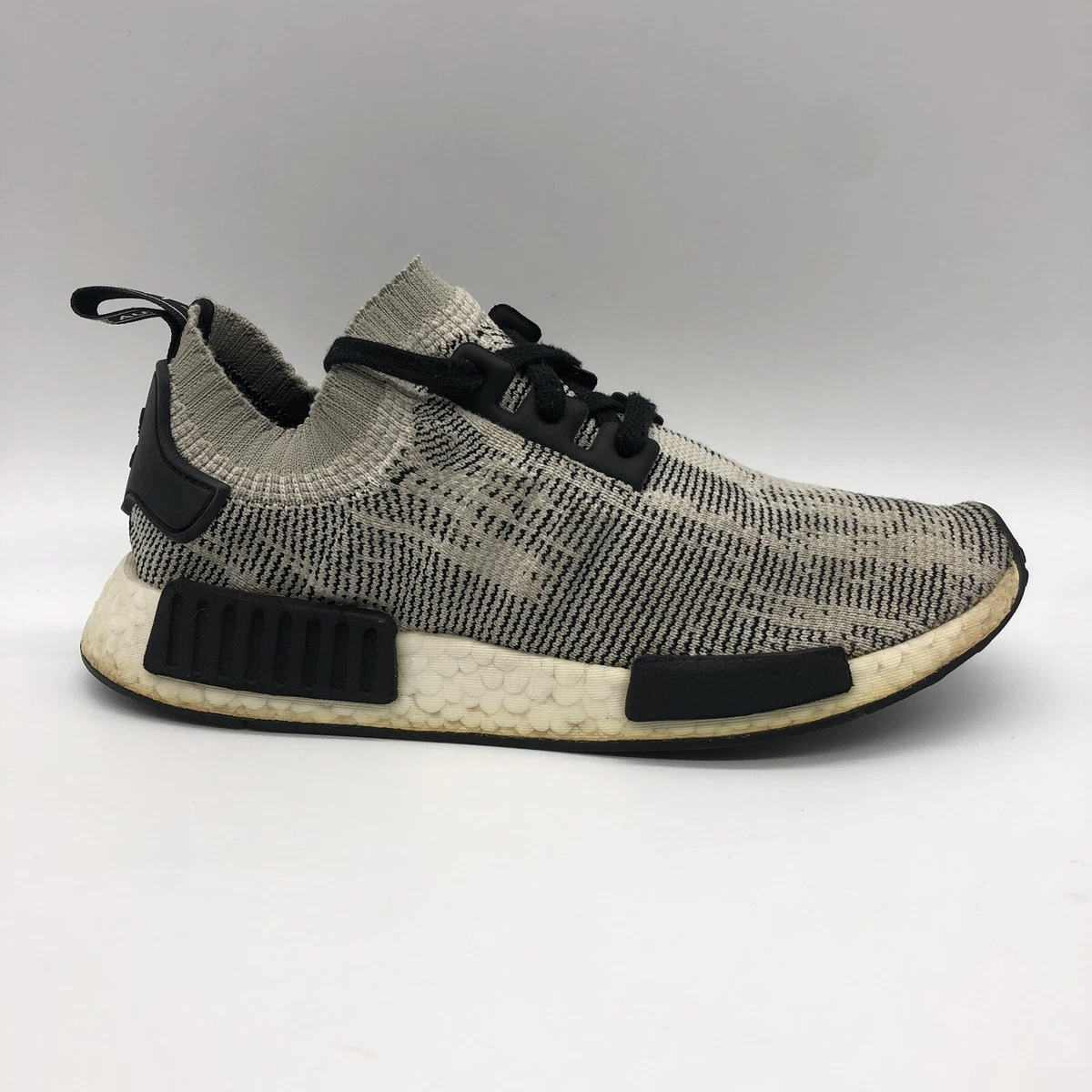 Adidas Boost NMD R1 Primeknit Sesame Black White Mens 7 AQ0899 Running Shoe