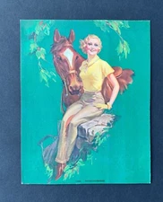 Thoroughbreds, Vintage Roy Best 1940s Pin-Up Print, Pretty Blonde Equestrian