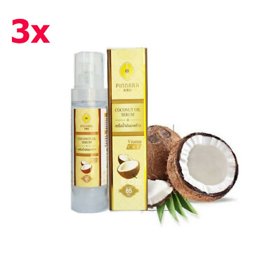 3x Pinnara Coconut Oil Serum Virgin Cold Press Vitamin E C Stretch Skin Hair