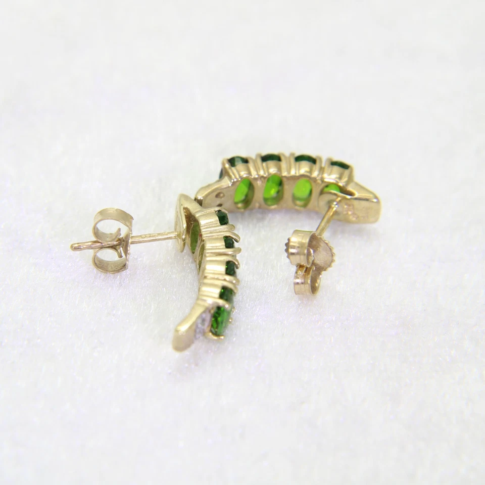 9ct Gold Chrome Diopside Diamond Hoop Earrings - Image 4 of 4