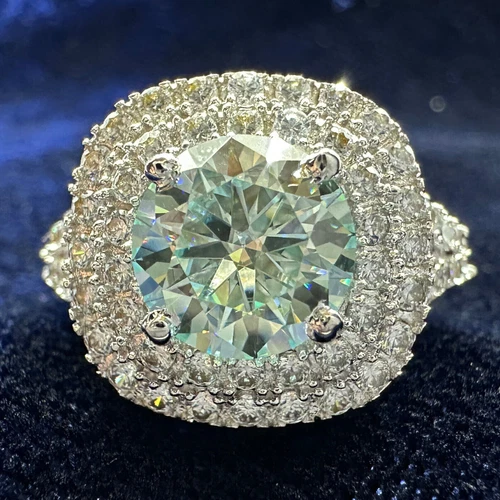 3.49 Ct Vvs1 Ice White Round Real Moissanite Wedding Ring Sterling Silver Size 7