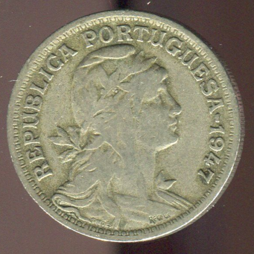 1947 Portugal 50 Centavos | Very Fine | KM 577 | Tough Date | Free Shipping - Picture 1 of 3