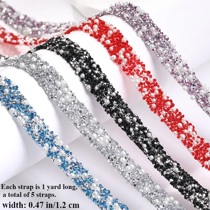 5pcs Strass Harz Band Selbstklebend Streifen Aufkleber Pearl Rand DIY - Bild 2 von 4