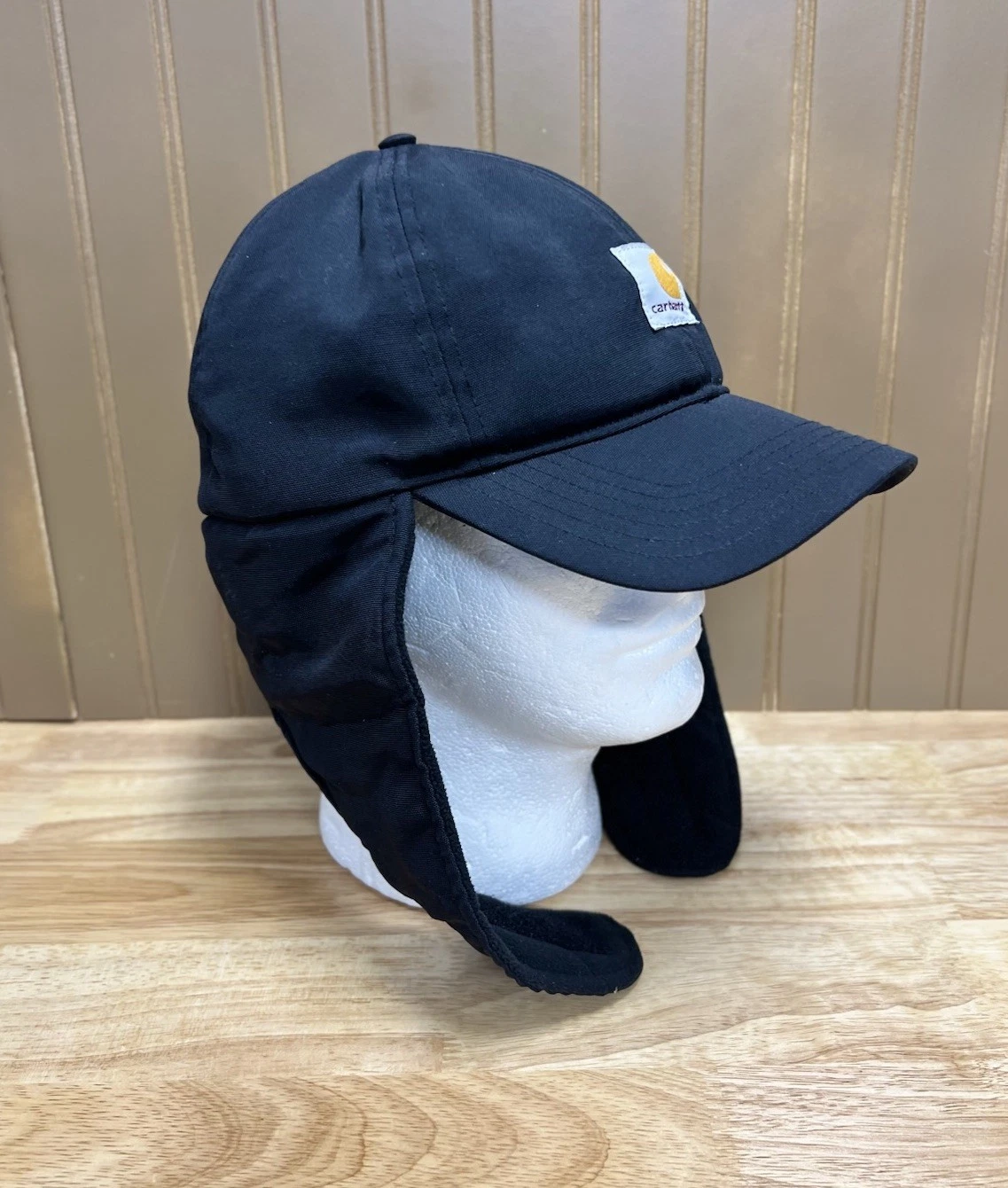 Vintage Carhartt RN 14806 Fleece Lined Hat With Ear Flaps Size Large / XL Black