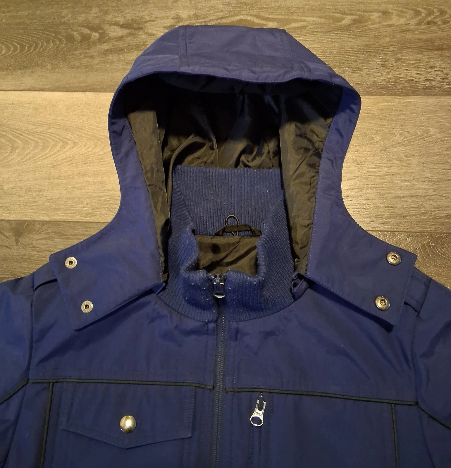 Baubax Travel Bomber Jacket Detachable Hood Utility Softshell Navy Mens Small image 7