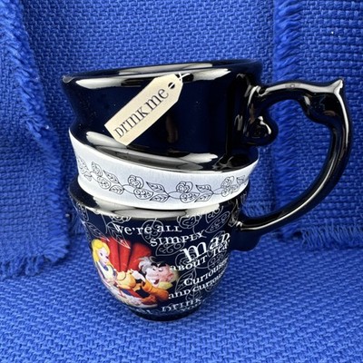 Disney Alice in Wonderland Mad Hatter Drink Me Triple Stacked Black Tea Mug Cup