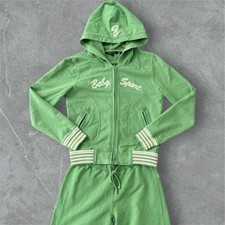 Vintage Y2K BCBG Sport Max Azria Tracksuit Set Green Bedazzled Small Medium