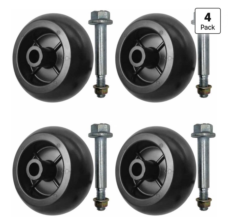 Industrial Replacement Caster Wheels Set w/ Mounting Bolts, Black 4 Pack