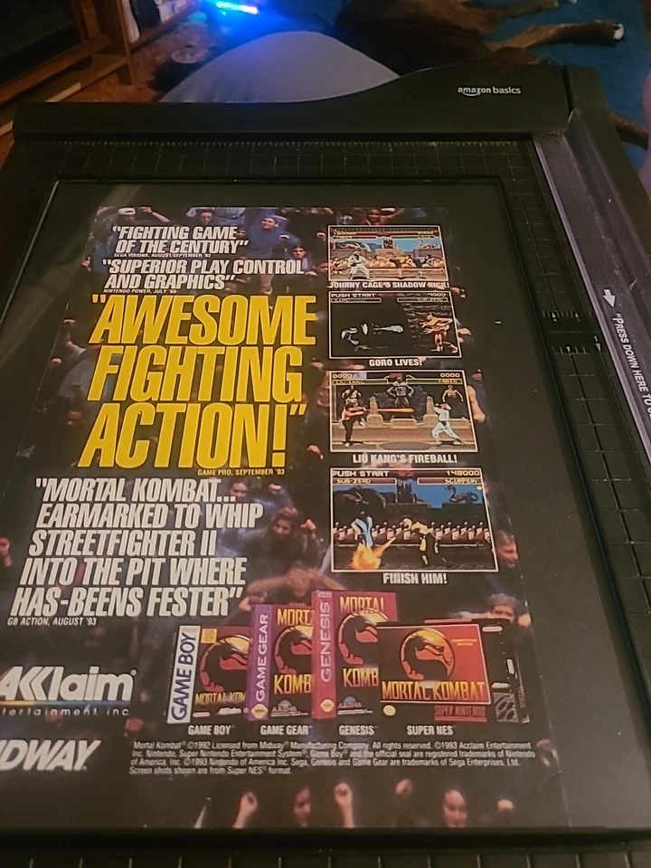Videojuego Mortal Kombat Akklaim Midway años 90 anuncio impreso enmarcado 8,5X11 Foto 2 de 2