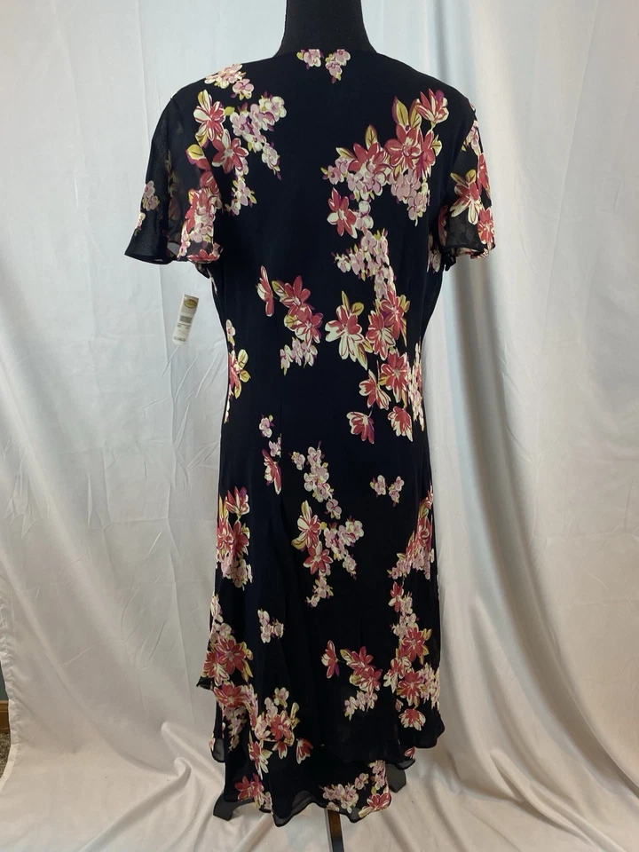 New Talbots Made Is USA Black Floral Dress Women’s Size 14 MSRP $148 - Image 3 of 4