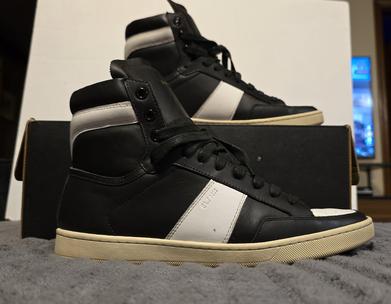 Sneakers alte SAINT LAURENT Court Classic SL 10H nero bianco uomo taglia 41 usate in ottime condizioni