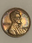 1944-S Lincoln Wheat Penny 1 Cent Coin.  Natural Rainbow Toning.