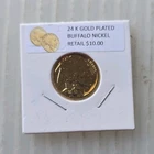 24K Gold Plated Buffalo Nickel 5C US Coin 1913-1938 Uncertified