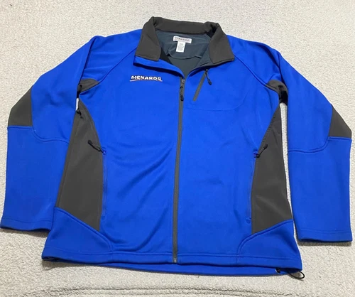 Menards Mens LT Jacket Blue Softshell Employee Work Uniform Outdoor Full Zip - product listing photo