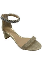Jewel Badgley Mischka Women's Bradley Ankle Strap Heeled Sandal Gold