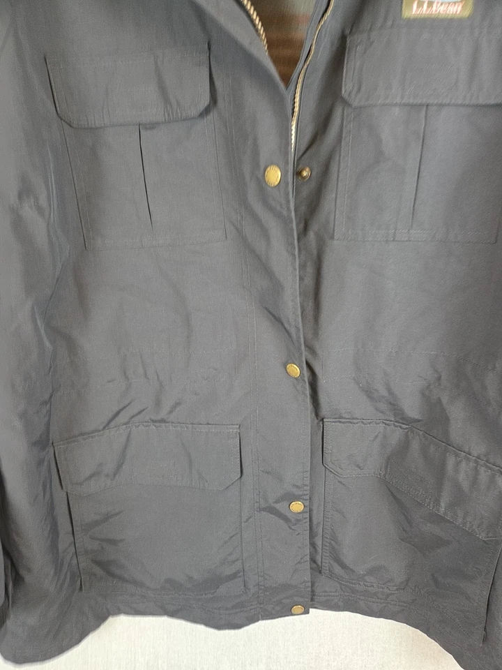 LL Bean 1X Plus Mountain Classic Water Resistant Hooded Jacket Coat Lined Black - Image 4 of 4