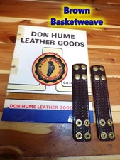 S502-4 HUME 2-Set BrBW Police Duty Belt Keepers 1 5/8" Extra Wide 4 BRASS Snaps