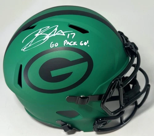 Packers BRANDON McMANUS Signed Full Size RAVE Replica Helmet AUTO w/Script JSA