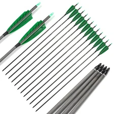 12-PACK Archery 32" Carbon Arrows SP400 OD7.5mm Real Feathers Hunting Target
