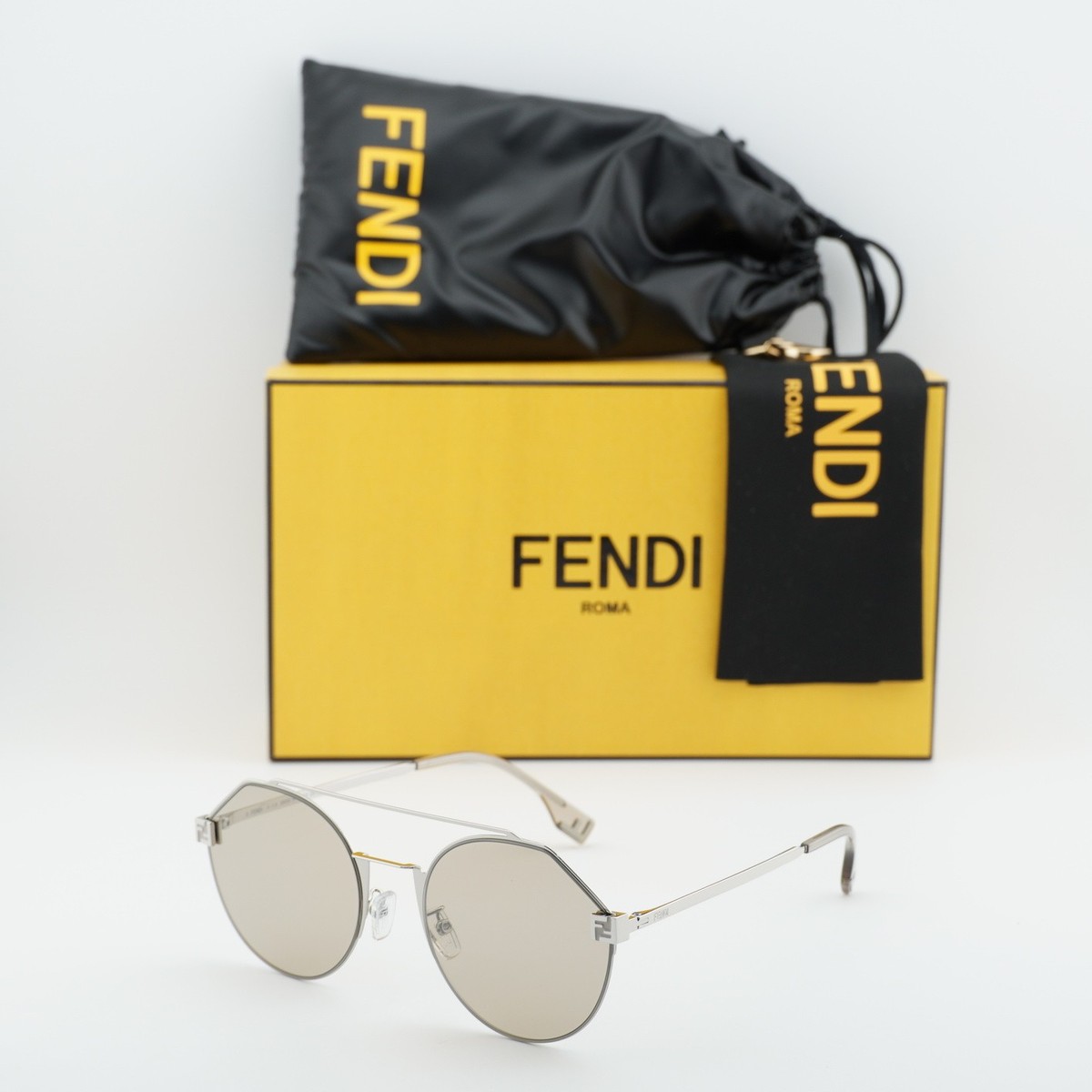 NEW Fendi FE40060U Silver Logo Mirror Round Unisex Sunglasses Fendi Sky FE40060U Round Sunglasses | Fashion Eyewear US main image 3