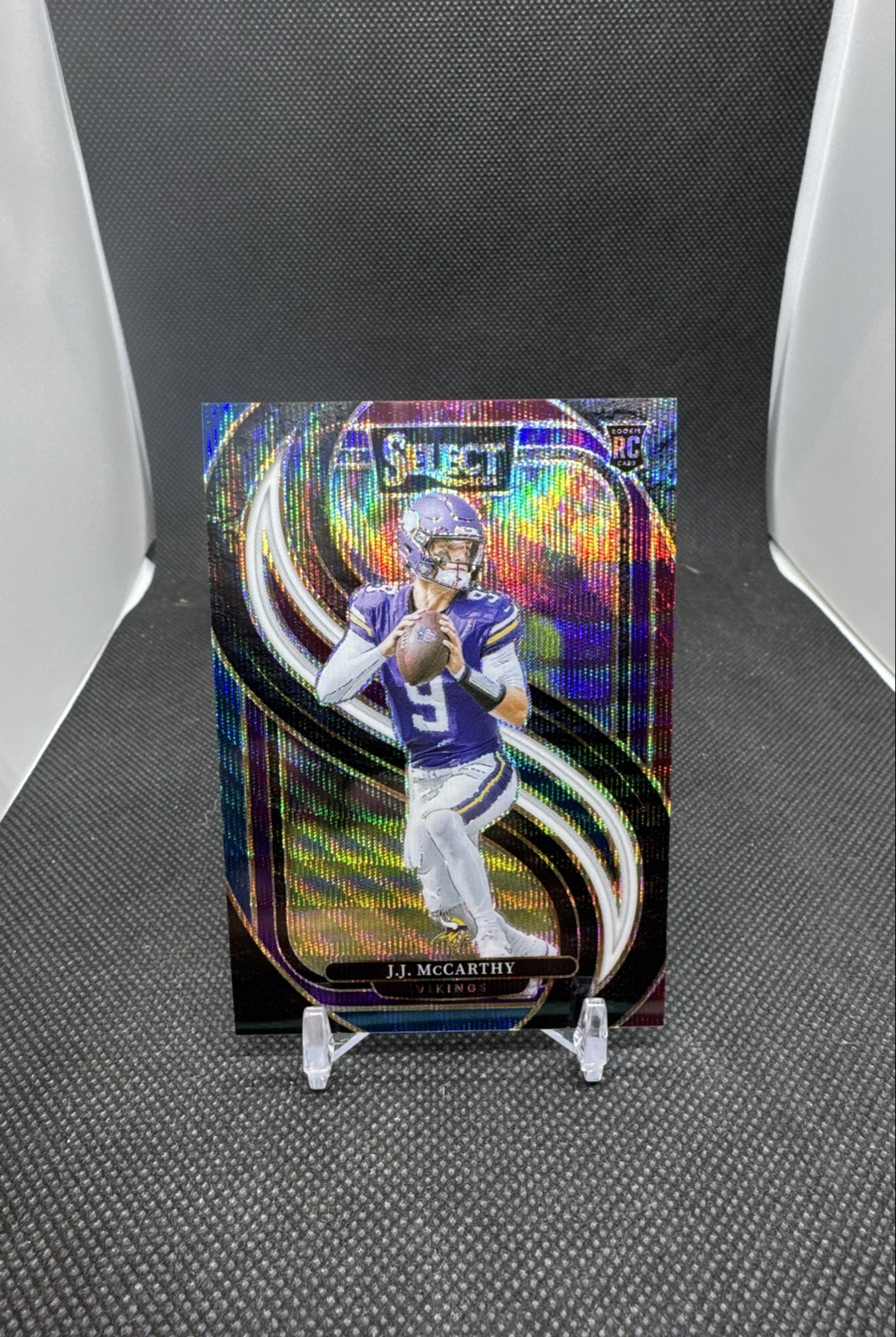 2024 Panini Select - Premier Level J.J. McCarthy #134 Tri-Color Prizm /249 (RC)