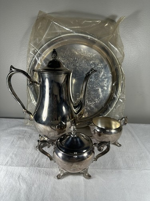 #ad MCM International Silver Company Tea Set Silverplate Elegant 5 Piece Vintage $49.95