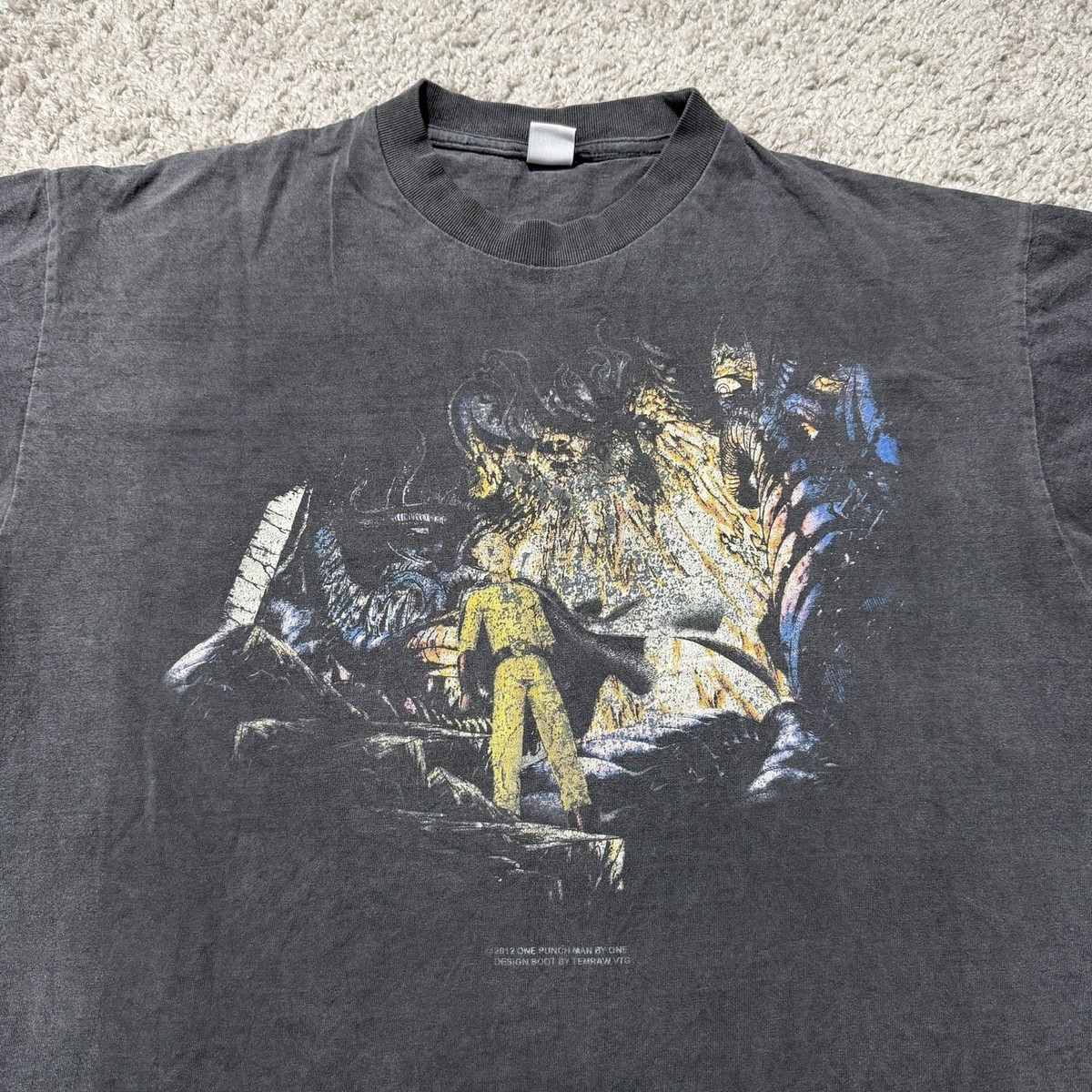 One Punch Man Anime T-Shirt Temraw.vtg Size XL Vintage Black Rare 