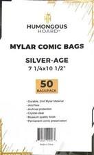 50 Humongous Hoard For Silver Age Mylar Comic Book Bags Clear 2mil Acid Free NEW