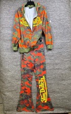 Von Dutch Track Suit Womens Camo Hoodie Flare Pants Graphic Logo Set Size M/L