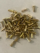 25  1/8" diameter x 5/16" long x 7/32" head diameter Brass plated split rivets