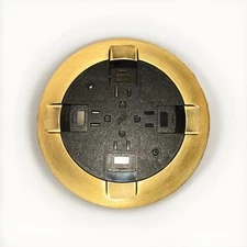 Wiremold 861QTCBS 861 Series BRASS Floor Box Outlet Quad Wood/Raised NEW!     EB