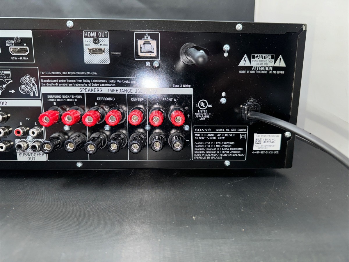 Sony Multi Channel AV Receiver STR-DN850, Sound Optimizer, AC 120V