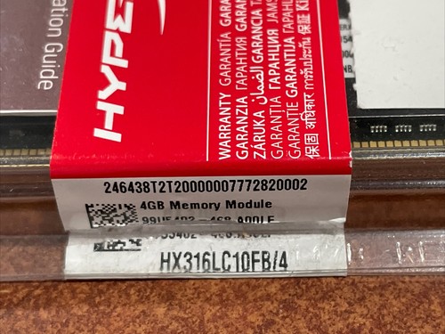 Kingston HyperX Fury Black 4GB 1600MHz DDR3L DIMM CL10 1.35V HX316LC10FB/4 - Picture 4 of 5