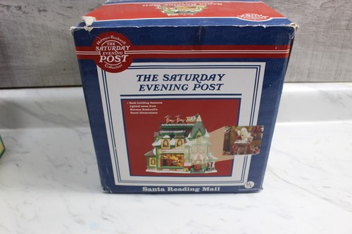 Norman Rockwell Santa Reading Mail Porcelain House Saturday Evening Post - Picture 11 of 12