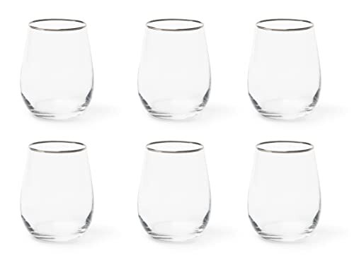 Excelsa Platinum Set 6 Bicchieri Acqua, Vetro Soffiato, Bordo Filo (c6L)