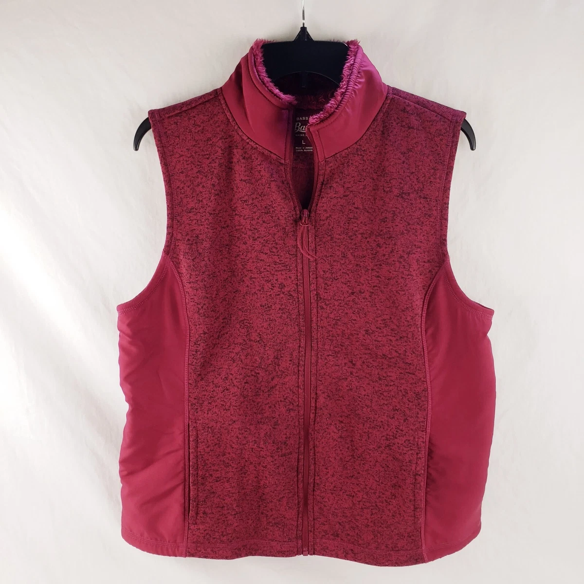 G.H. Bass Women's Vest Red Fleece Lining Lightweight Size Large