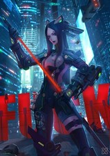 Anime girls cyberpunk Custom Gaming Mat Desk