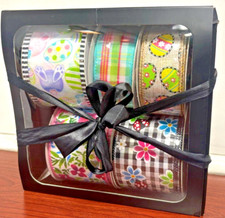 10yd Spring Easter Ribbon Bundle     Wired Edge - 5 rolls - 2.5" and 1.5"