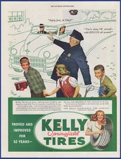 Vintage 1946 KELLY Springfield Tires Gas Station Garage Ephemera 1940's Print Ad