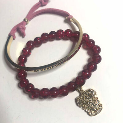 1209 Lot of Gryffindor bracelets Red bead charm goldtone