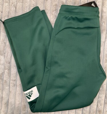 Adidas Mens Medium Locker Room Game Mode Pant Athletic Tapered Zip Hem Green