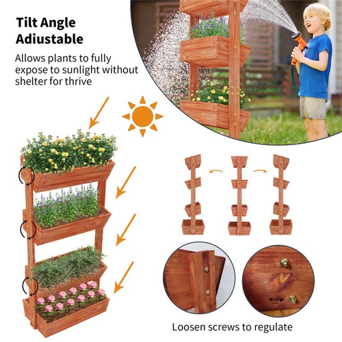 Vertical Garden Planter 4 Tier Planter Box for Outdoor Flowers Vegetable Herbs - Picture 14 of 16