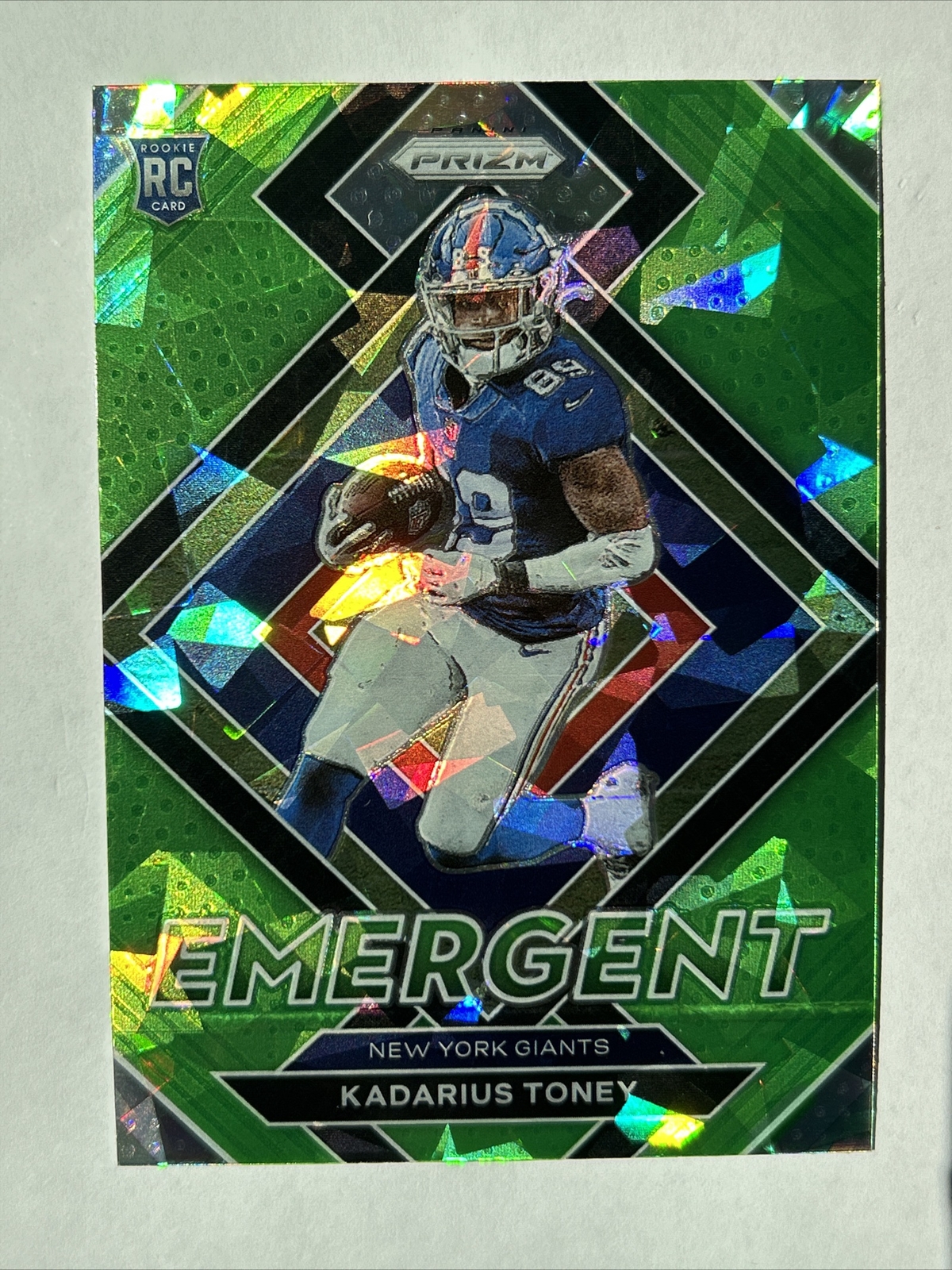 2021 Panini Prizm Kadarius Toney Rookie Emergent Green Ice Prizm #E-12 Giants