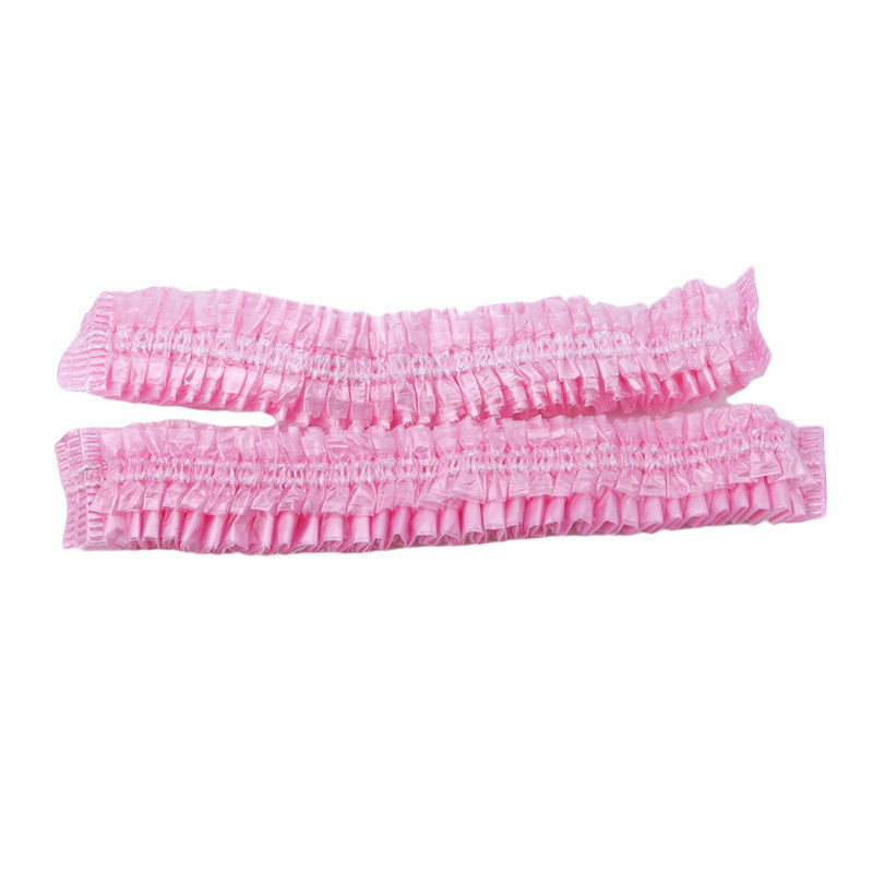 Disposable PINK Plastic (Lot of 5) HAIR SHOWER CAP / FOOD COVERS / SHOE