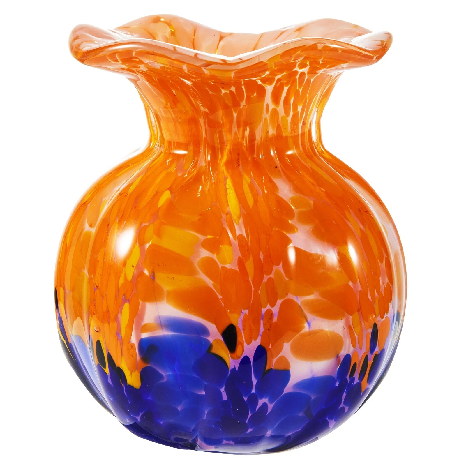 Hand Blown Confetti Art Glass Bubble Bud Flower Vase 6" Tall